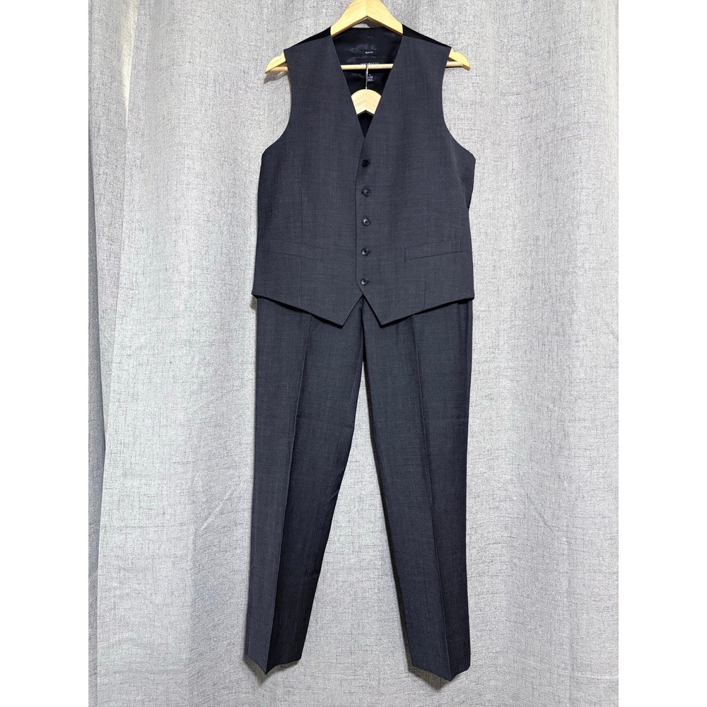 Kenneth Cole Vest Suit Pants Medium Gray Slim Fit Awareness Wool Career Office